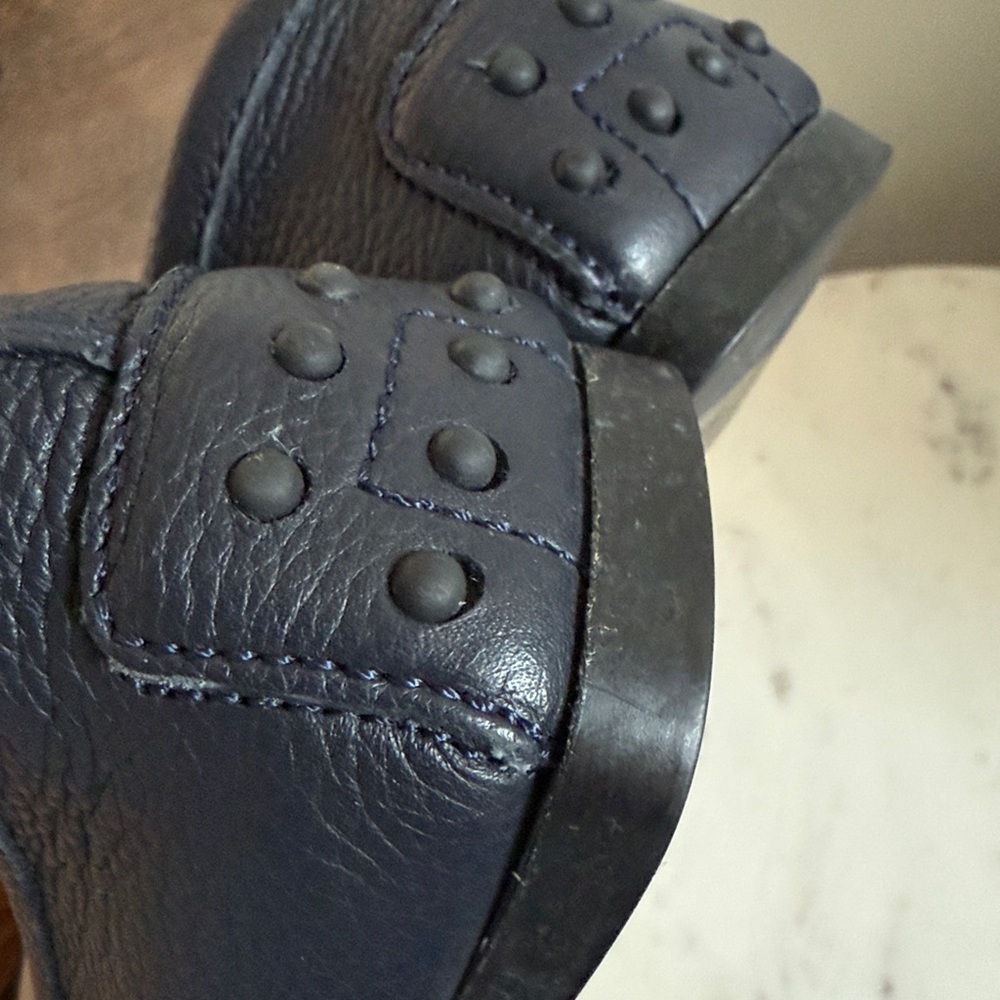 Tod’s Blue Pebbled Leather Penny Loafers Size 38 Classic Slip On Flats Luxury - Picture 14 of 15